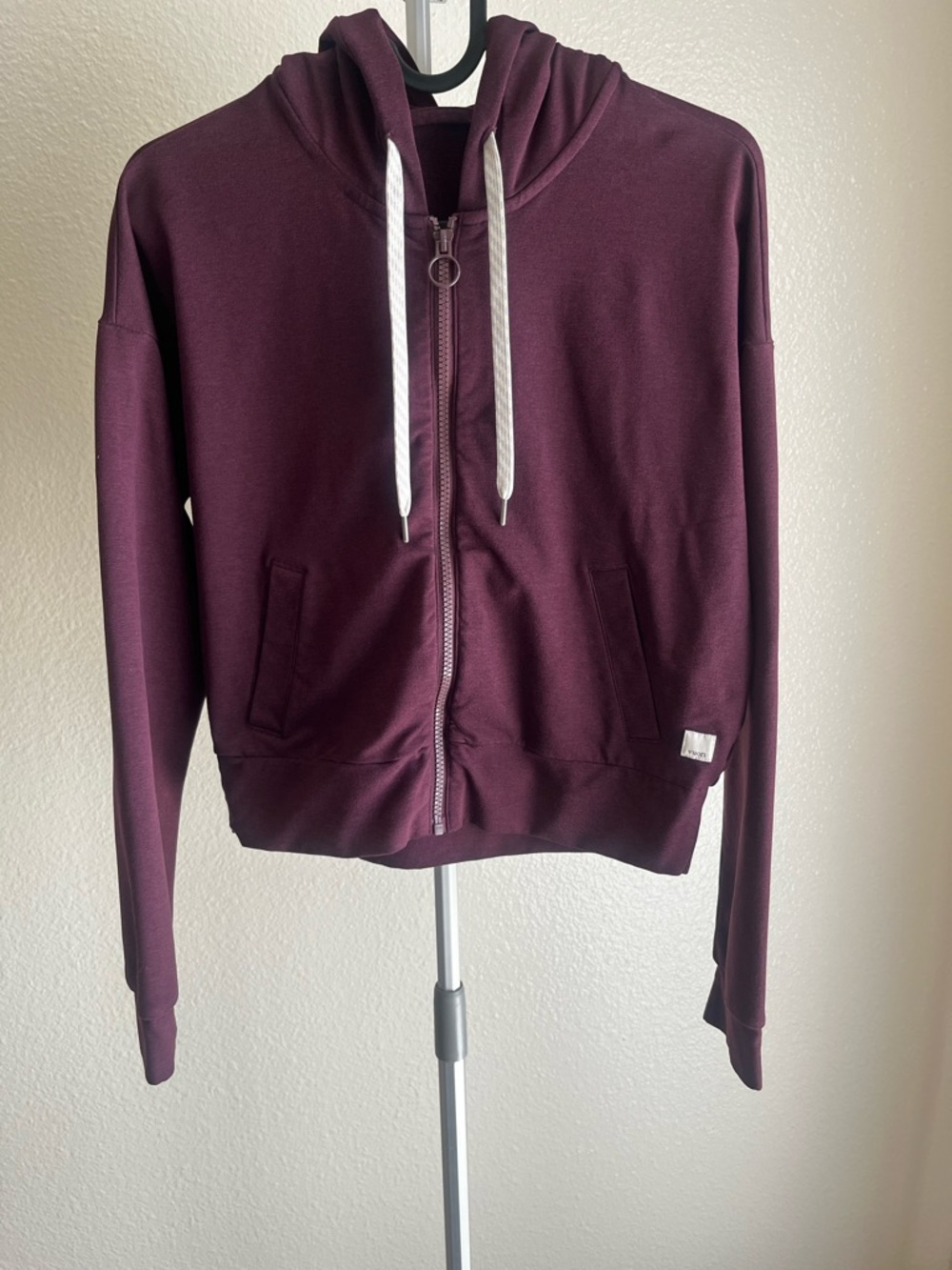Vuori Granite Cropped Hoodie Full Zip Cerise Heather Size XS